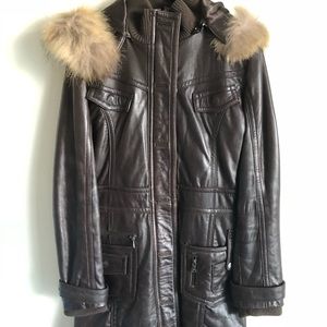 Leather winter coat by Knoles and Carter